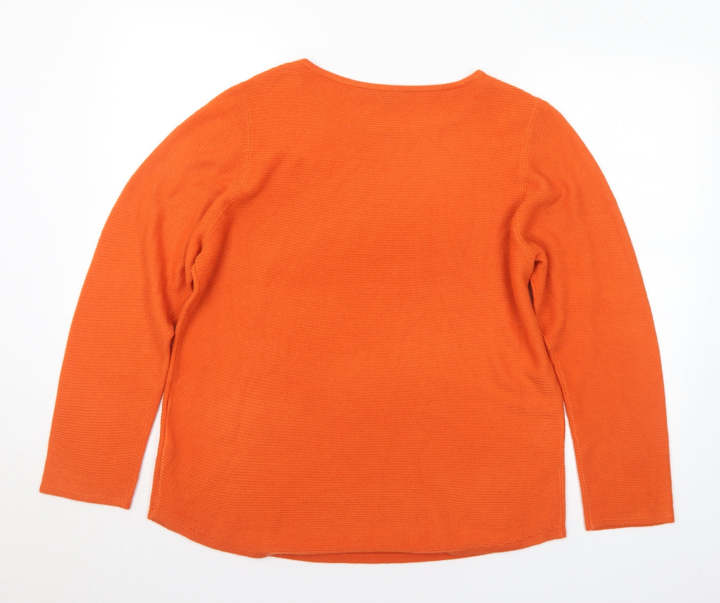 Bonmarché Womens Orange Round Neck Acrylic Pullover Jumper Size 16