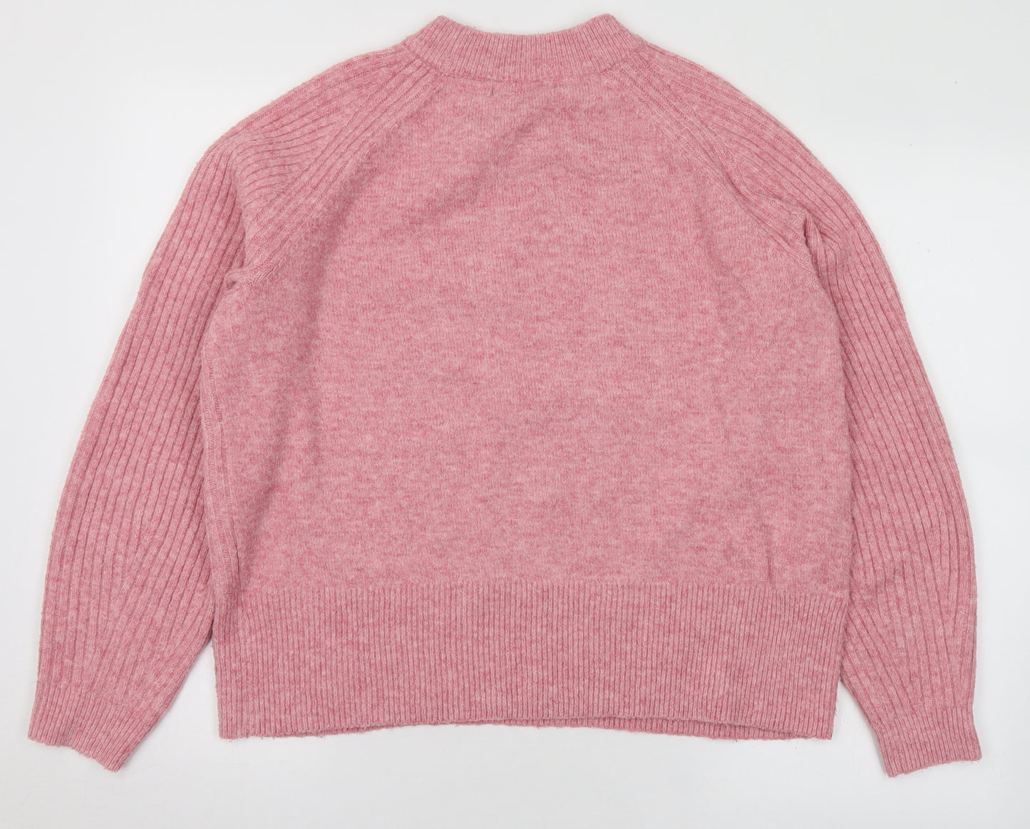 Marks and Spencer Womens Pink Mock Neck Acrylic Pullover Jumper Size M