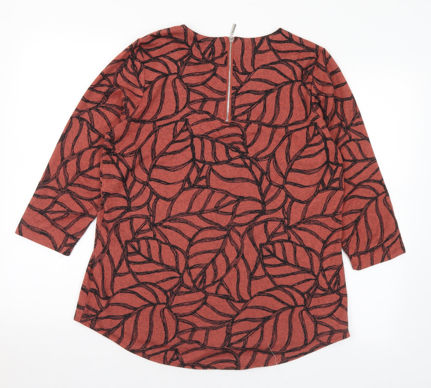 Viz A Viz Womens Brown Round Neck Geometric Polyester Pullover Jumper Size 14 - 14-16