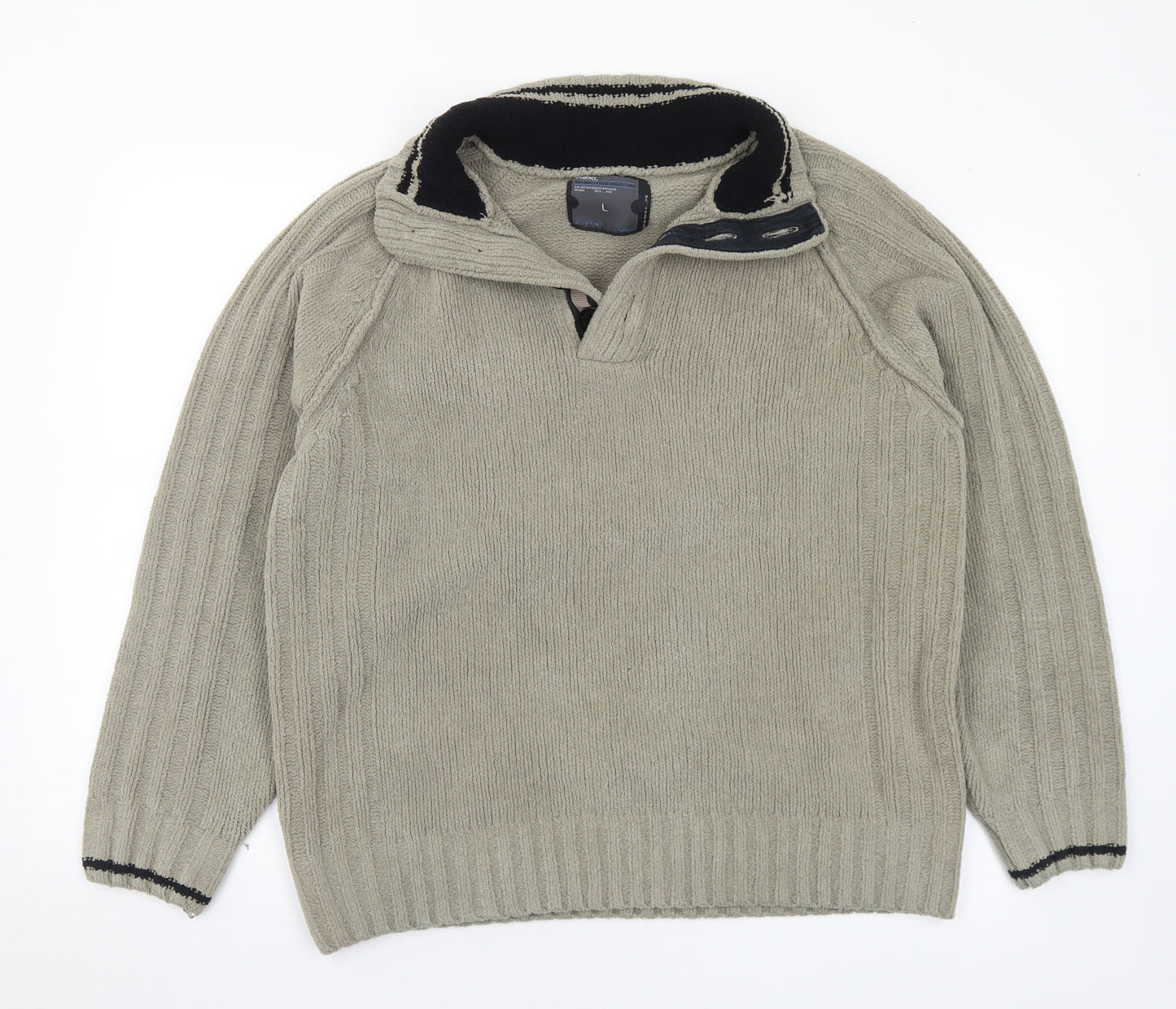 NEXT Mens Green Collared Polyester Pullover Jumper Size L
