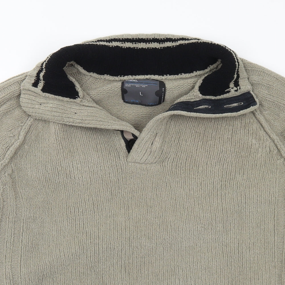 NEXT Mens Green Collared Polyester Pullover Jumper Size L