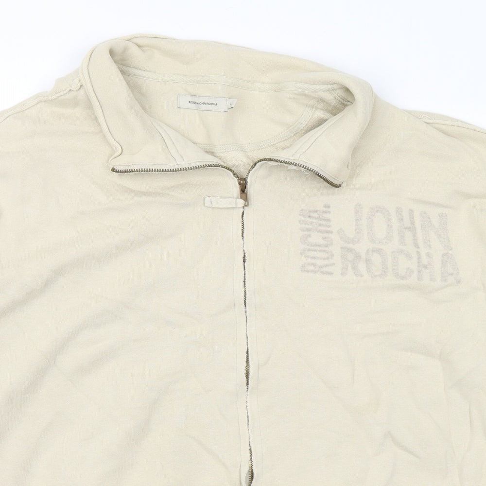 John Rocha Mens Beige Cotton Full Zip Sweatshirt Size L