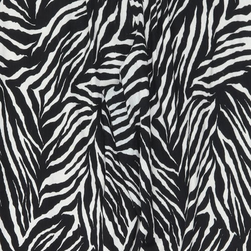 TU Womens Black Animal Print Polyester Trousers Size 16 L29 in Regular