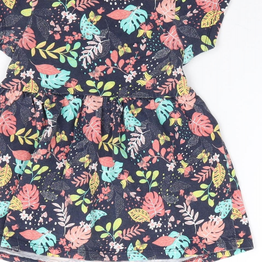 E-Vie Angel Girls Multicoloured Floral 100% Cotton Fit & Flare Size 12-18 Months Round Neck Pullover