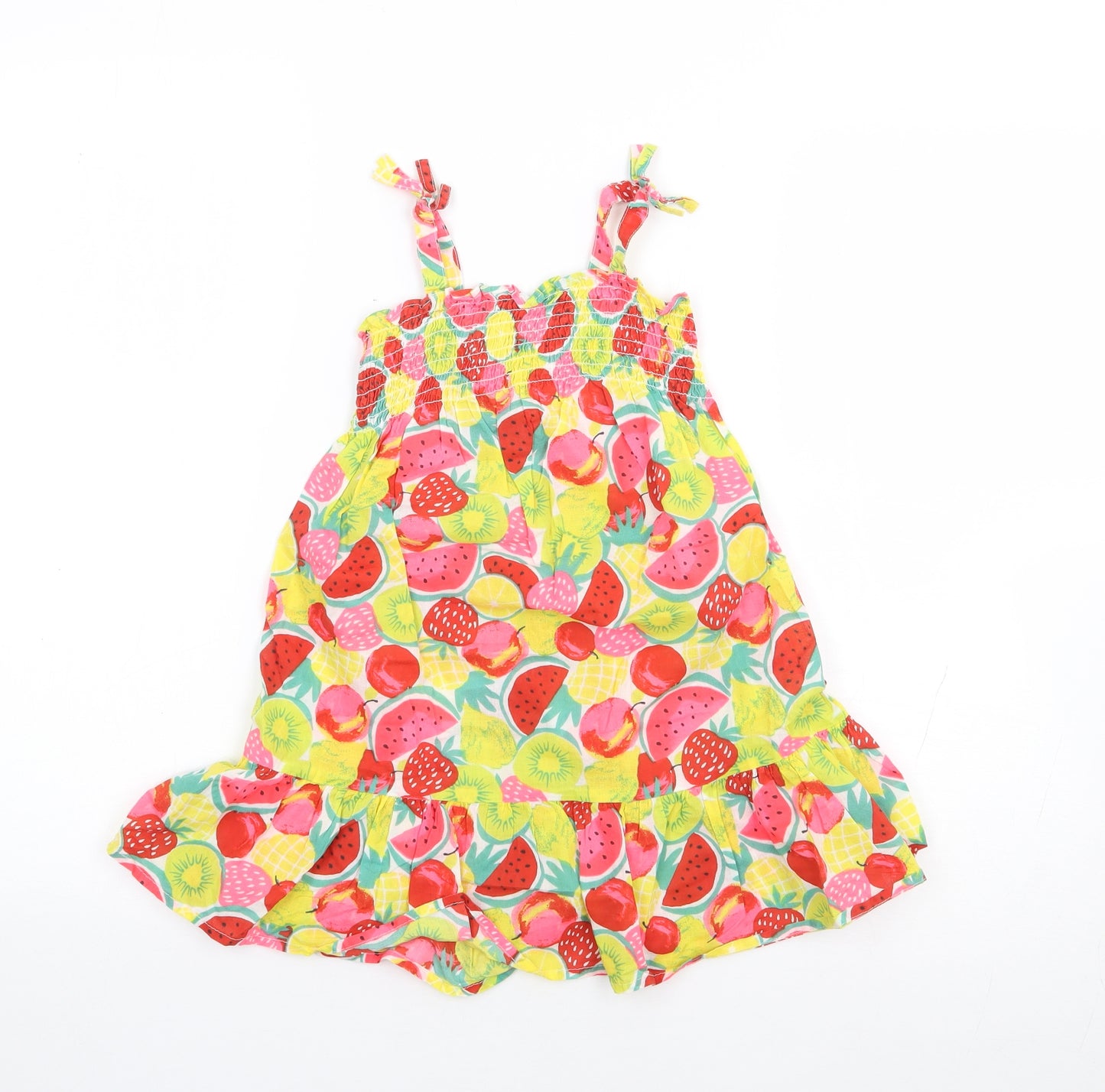 Primark Girls Multicoloured Geometric 100% Cotton Fit & Flare Size 3-4 Years Square Neck Pullover