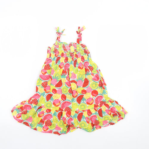 Primark Girls Multicoloured Geometric 100% Cotton Fit & Flare Size 3-4 Years Square Neck Pullover
