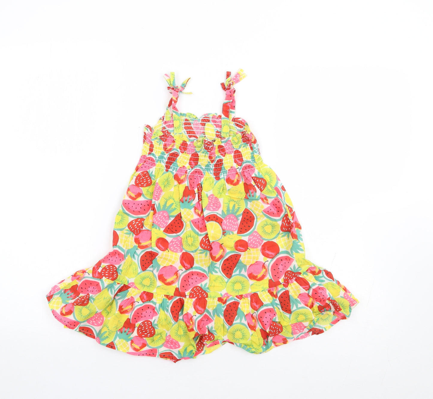 Primark Girls Multicoloured Geometric 100% Cotton Fit & Flare Size 3-4 Years Square Neck Pullover