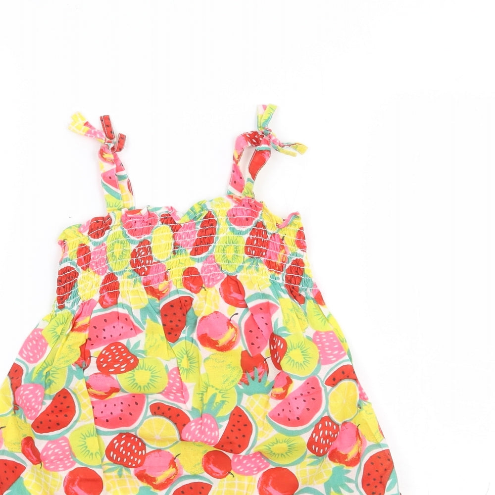 Primark Girls Multicoloured Geometric 100% Cotton Fit & Flare Size 3-4 Years Square Neck Pullover