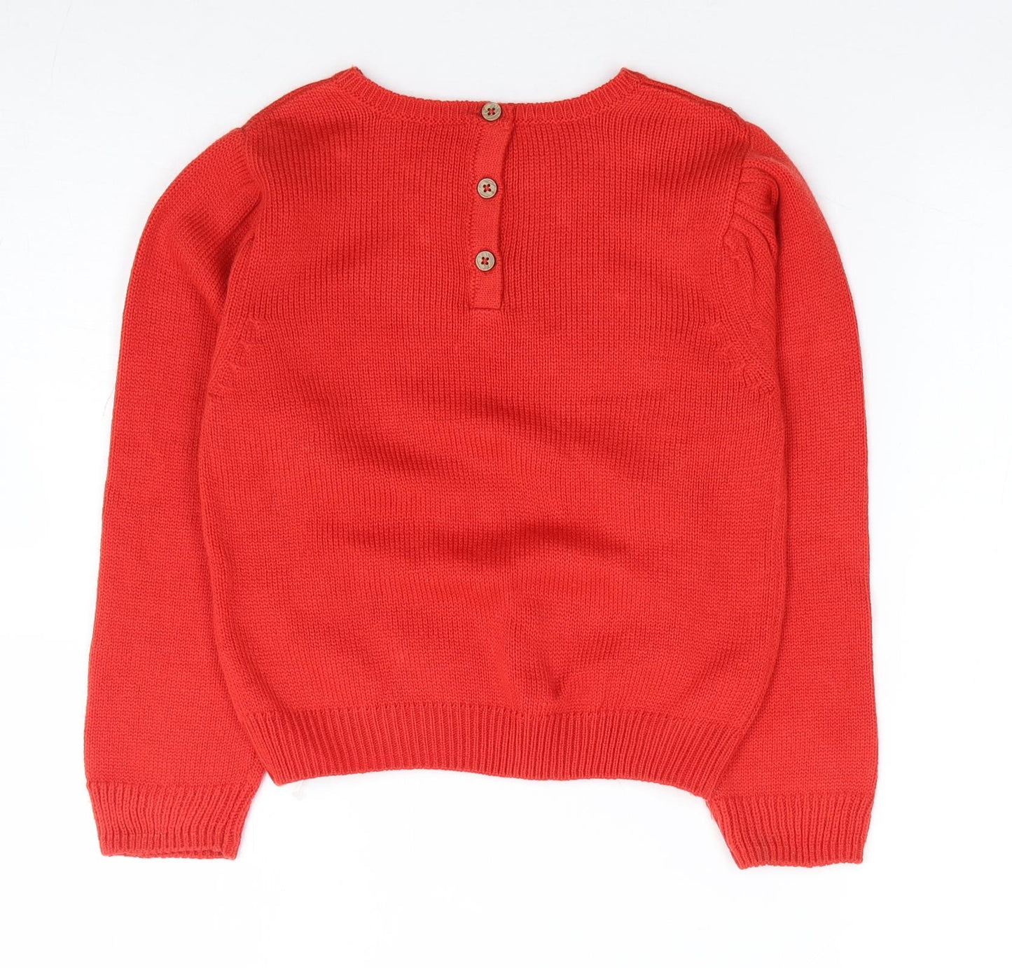 Dunnes Girls Red Round Neck Acrylic Pullover Jumper Size 7 Years Pullover
