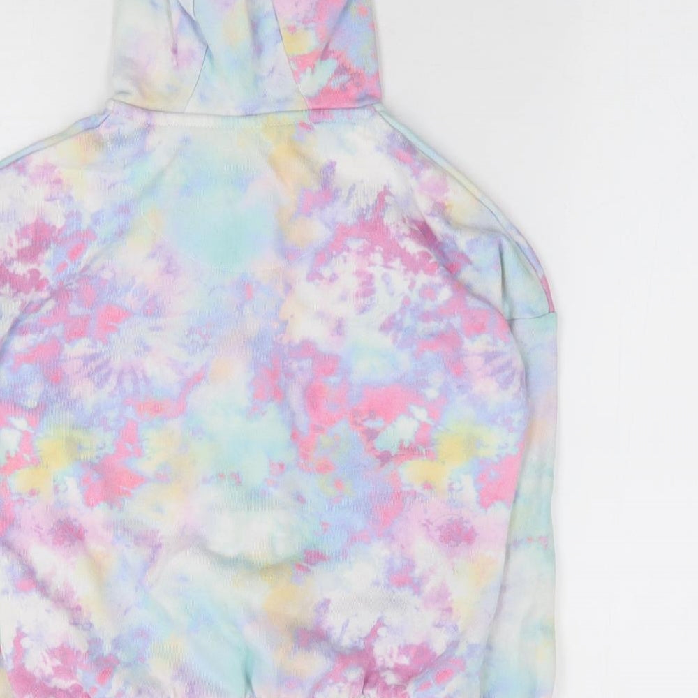 F&F Girls Multicoloured Geometric Cotton Full Zip Hoodie Size 8-9 Years Zip - Tie Dye