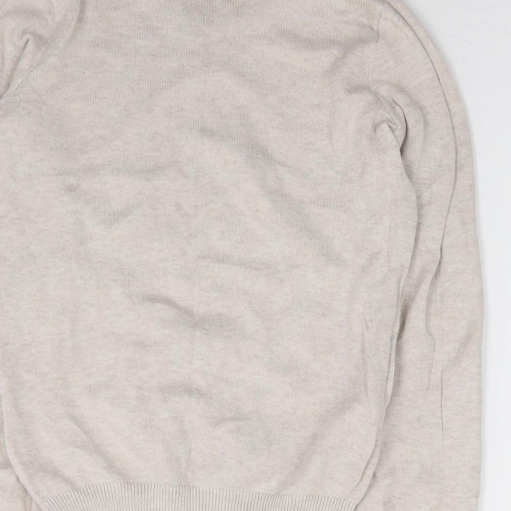 H&M Girls Beige Crew Neck 100% Cotton Pullover Jumper Size 8-9 Years Pullover
