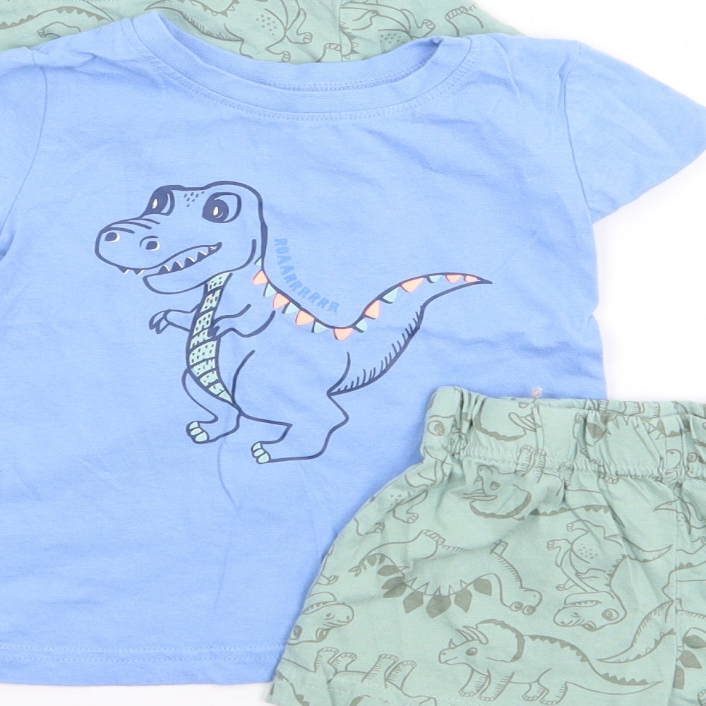 Dunnes Boys Multicoloured Geometric 100% Cotton Cami Pyjama Set Size 18-24 Months Pullover - Dinosaur