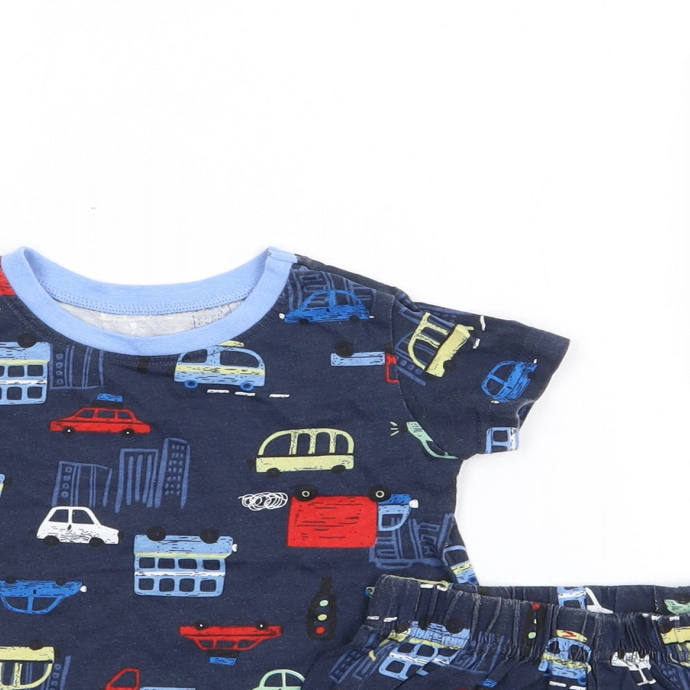 Dunnes Boys Blue Geometric 100% Cotton Cami Pyjama Set Size 18-24 Months Pullover - Car