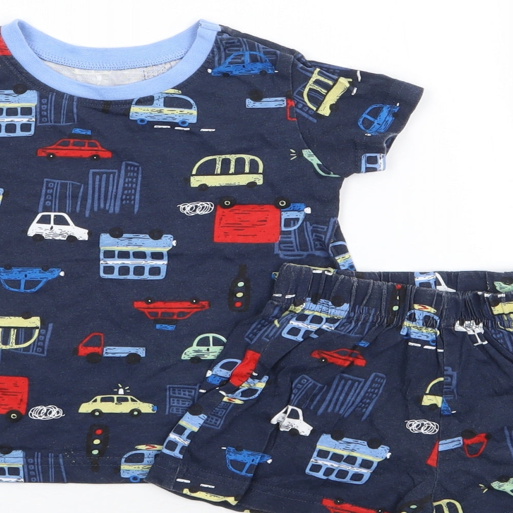 Dunnes Boys Blue Geometric 100% Cotton Cami Pyjama Set Size 18-24 Months Pullover - Car