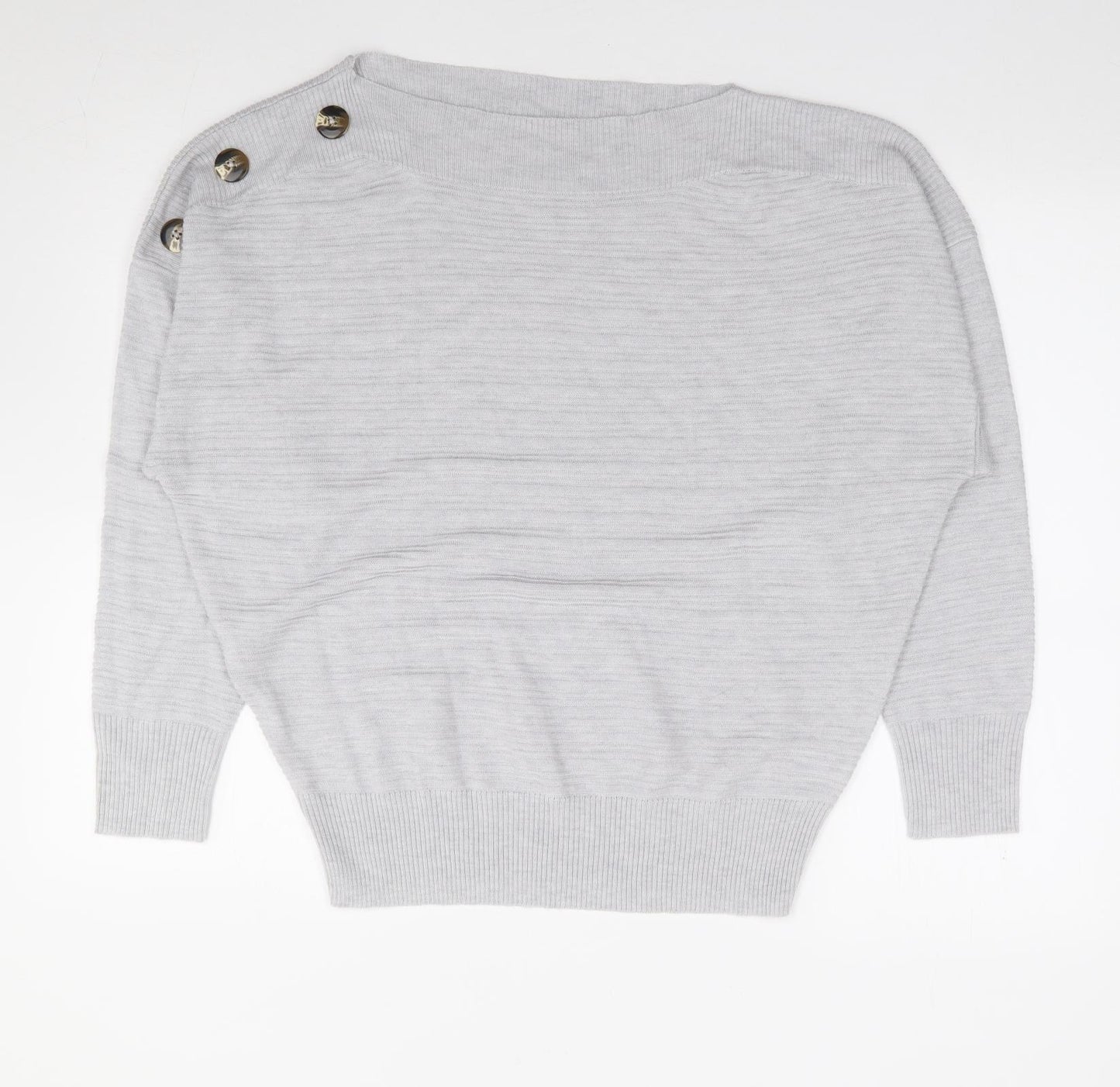 F&F Womens Grey Boat Neck Polyester Pullover Jumper Size 16 - Batwing