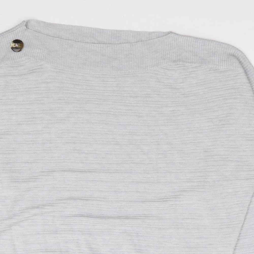 F&F Womens Grey Boat Neck Polyester Pullover Jumper Size 16 - Batwing