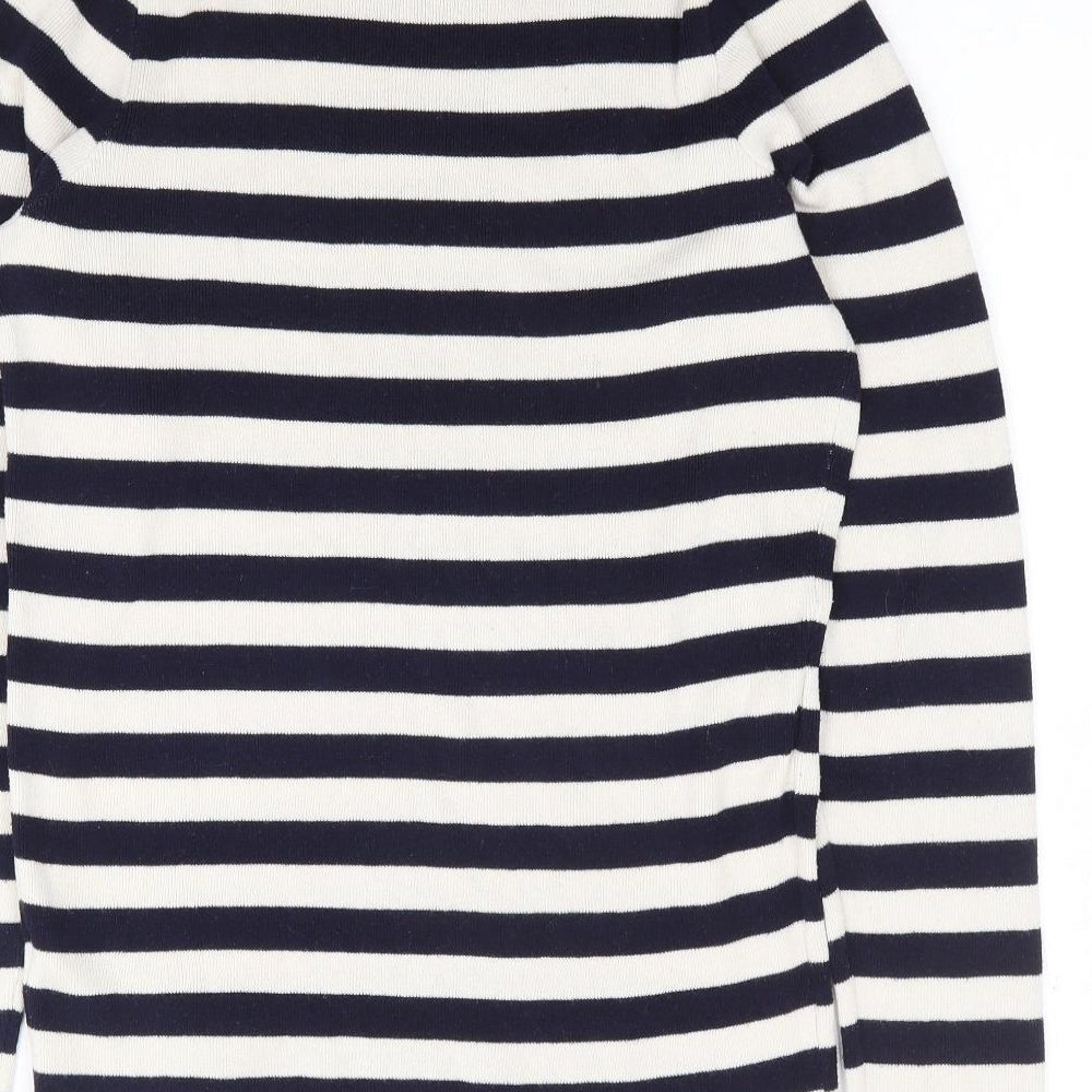 Dorothy Perkins Womens Blue Round Neck Striped Polyester Pullover Jumper Size 10