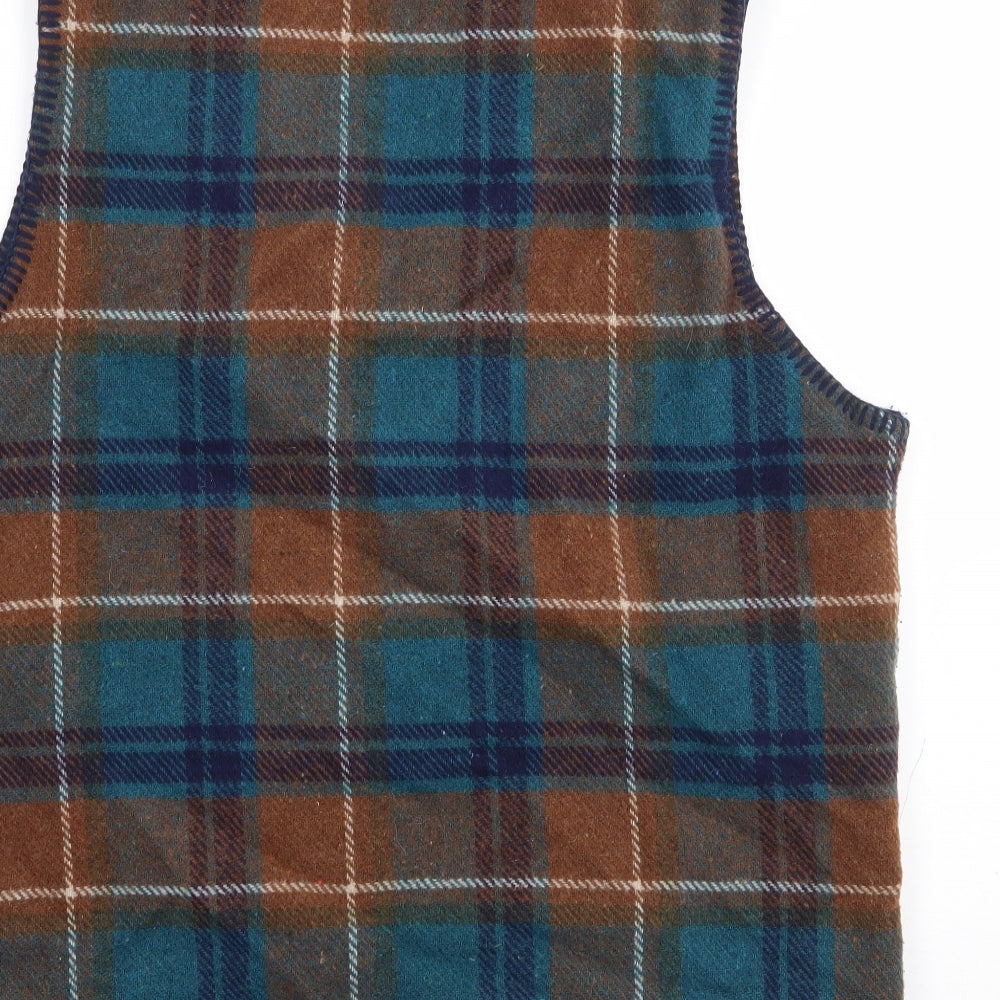 Panther by Harvest Mens Multicoloured Plaid Gilet Jacket Size S Button