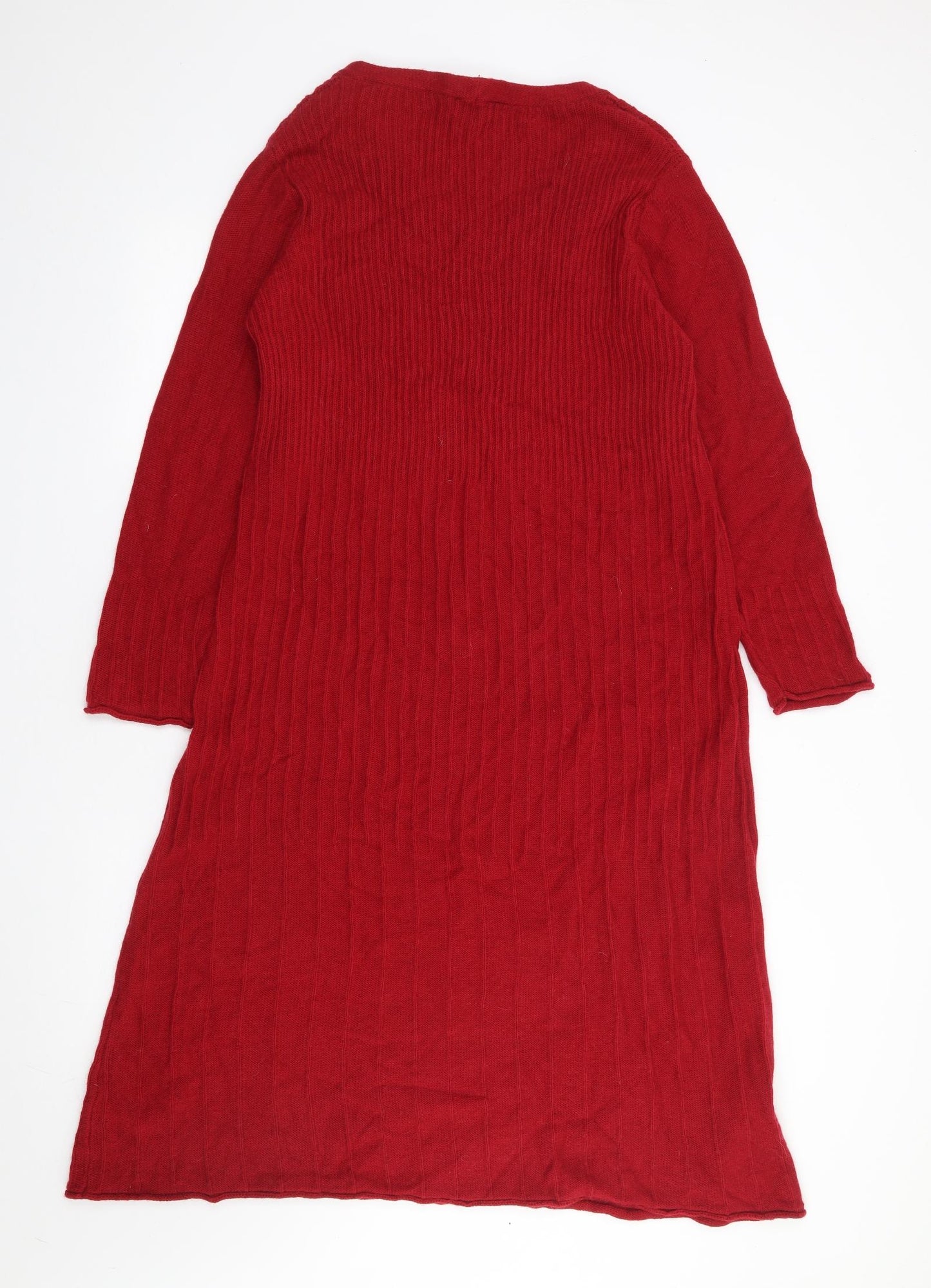Sahara Womens Red Wool Jumper Dress Size M Round Neck Pullover