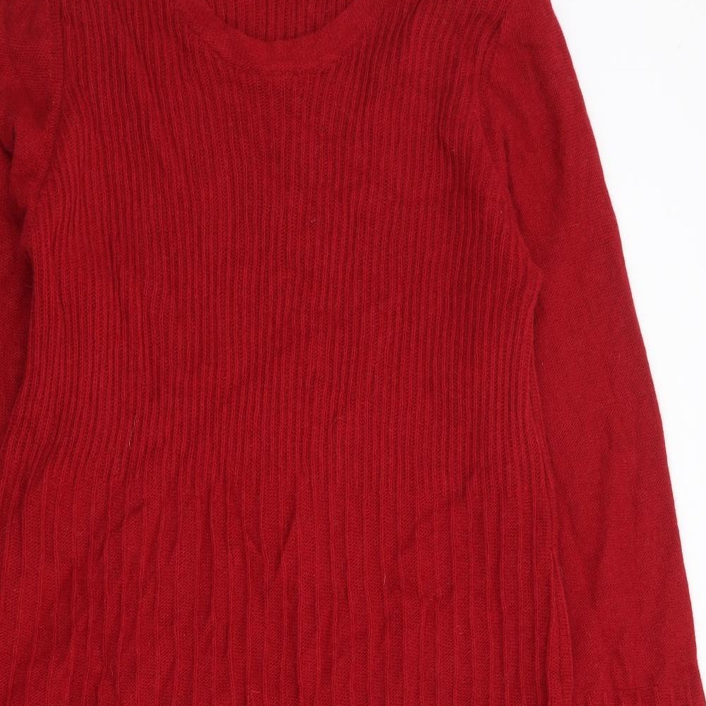Sahara Womens Red Wool Jumper Dress Size M Round Neck Pullover