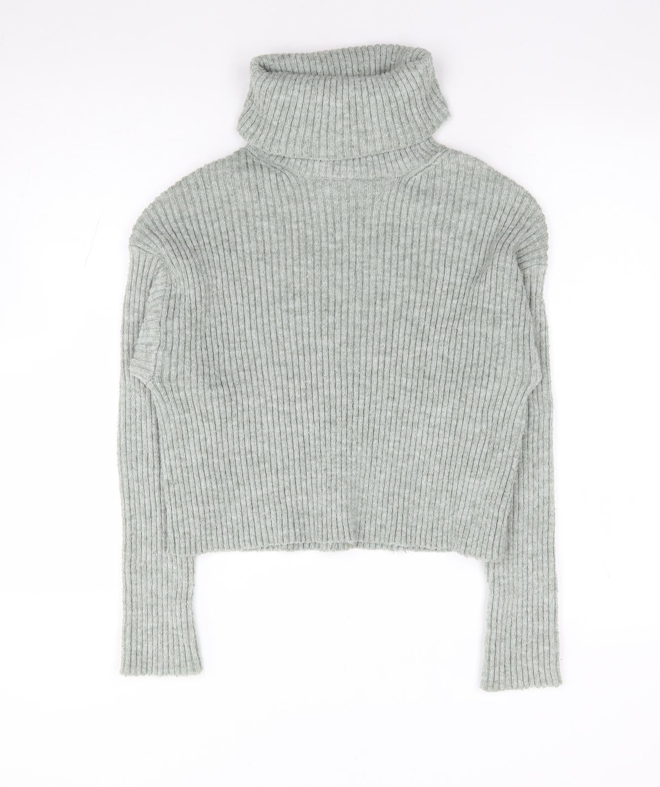New Look Womens Green Roll Neck Polyester Pullover Jumper Size S