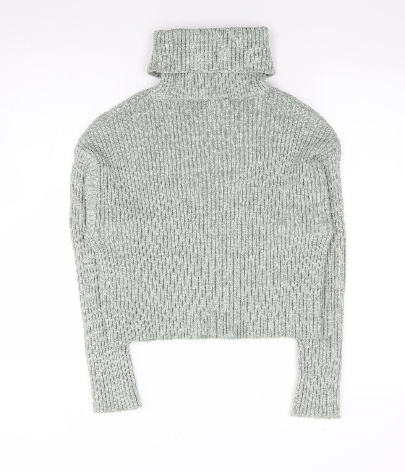 New Look Womens Green Roll Neck Polyester Pullover Jumper Size S