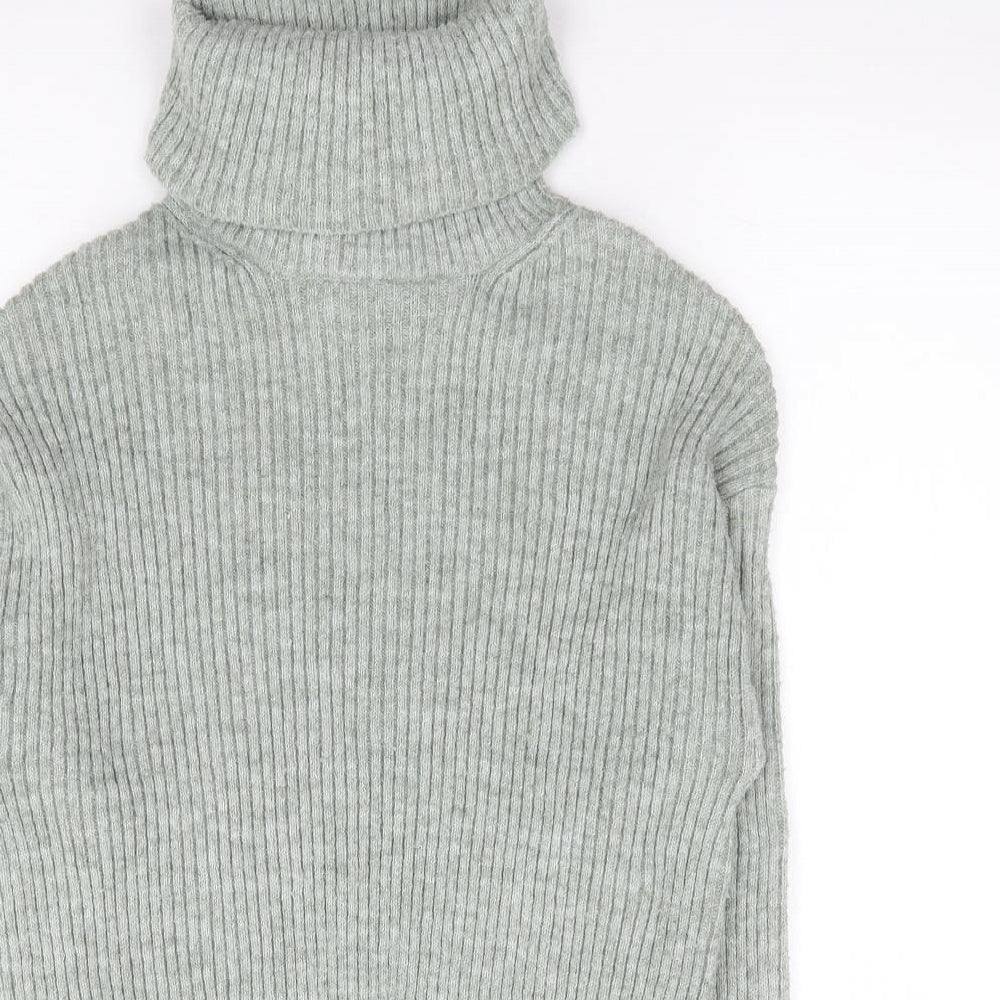 New Look Womens Green Roll Neck Polyester Pullover Jumper Size S
