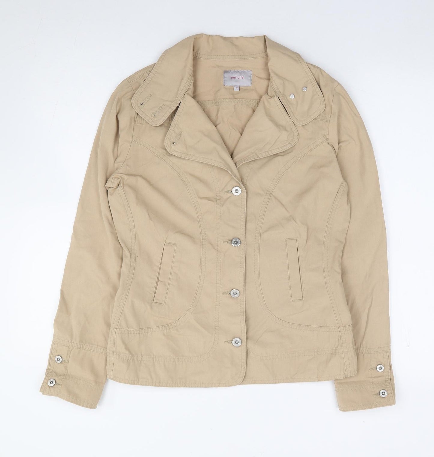 Per Una Womens Beige Jacket Size 12 Button