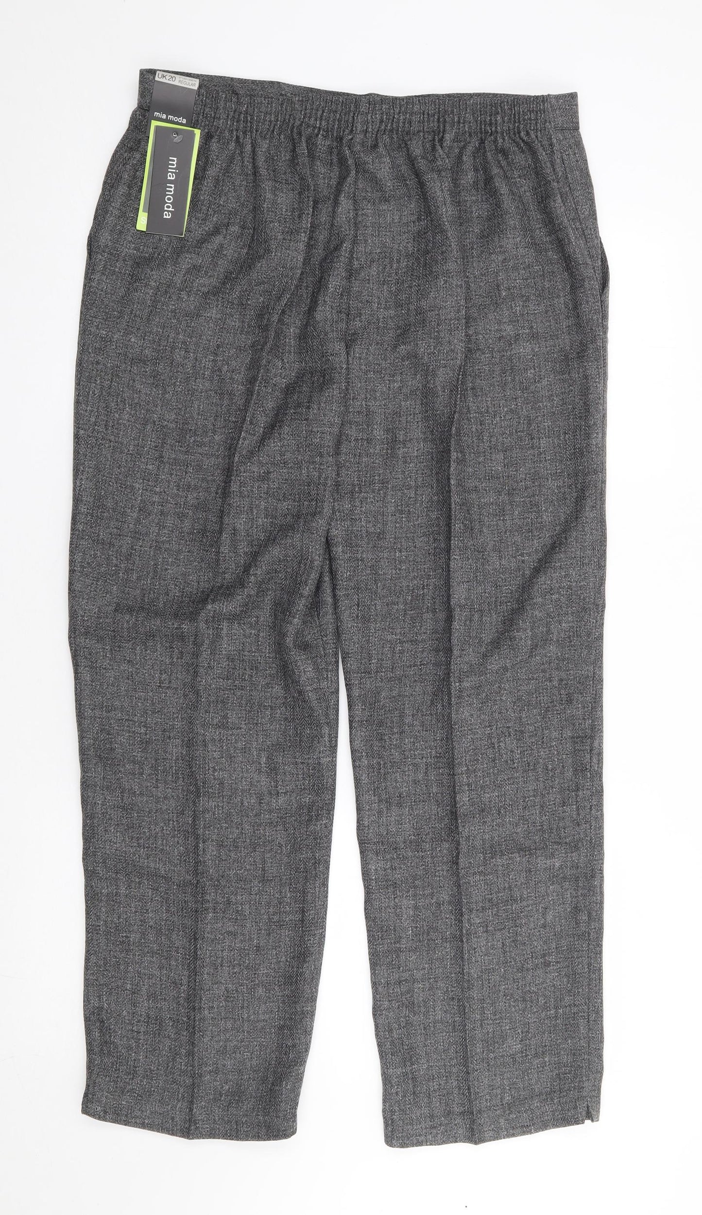 Mia Moda` Womens Grey Polyester Trousers Size 20 L27 in Regular
