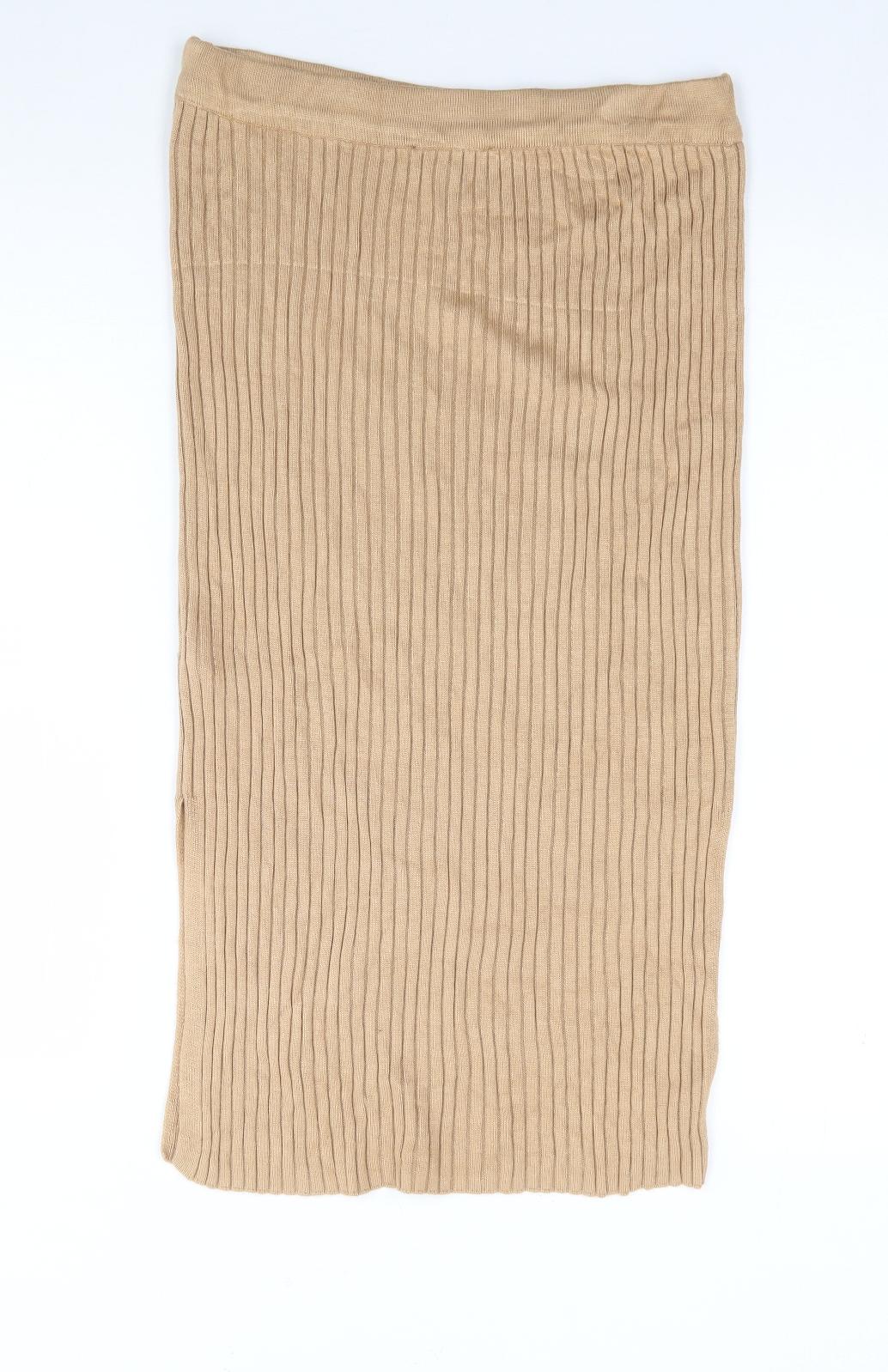 Primark Womens Beige Viscose Straight & Pencil Skirt Size S