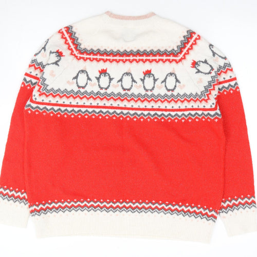 George Womens Multicoloured Crew Neck Geometric Polyester Pullover Jumper Size XL - Penguin, Christmas