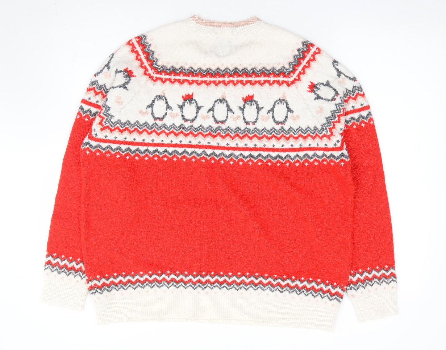 George Womens Multicoloured Crew Neck Geometric Polyester Pullover Jumper Size XL - Penguin, Christmas