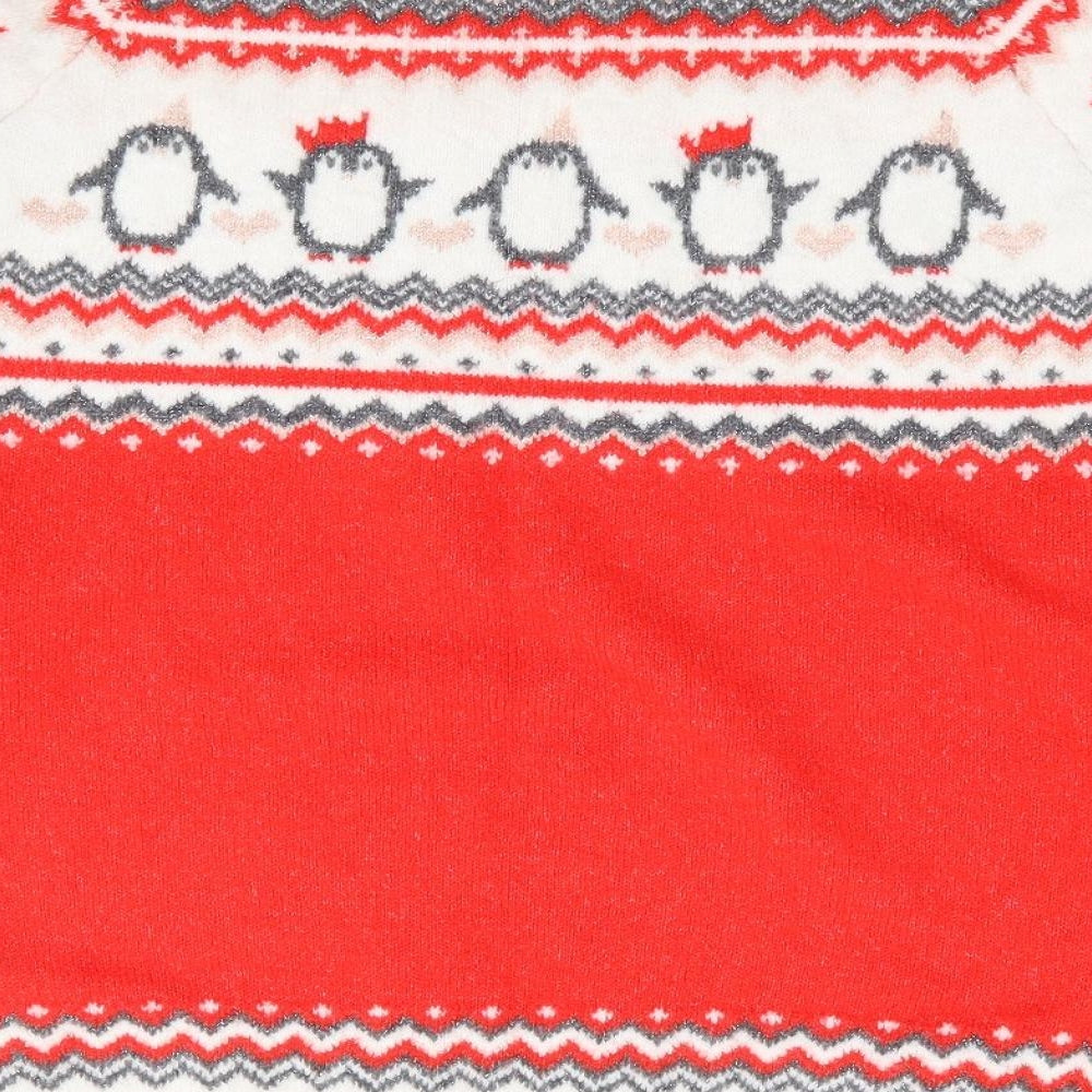 George Womens Multicoloured Crew Neck Geometric Polyester Pullover Jumper Size XL - Penguin, Christmas