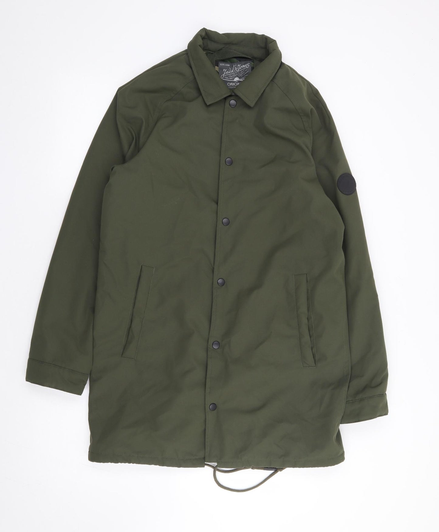 JACK & JONES Mens Green Parka Coat Size M Snap
