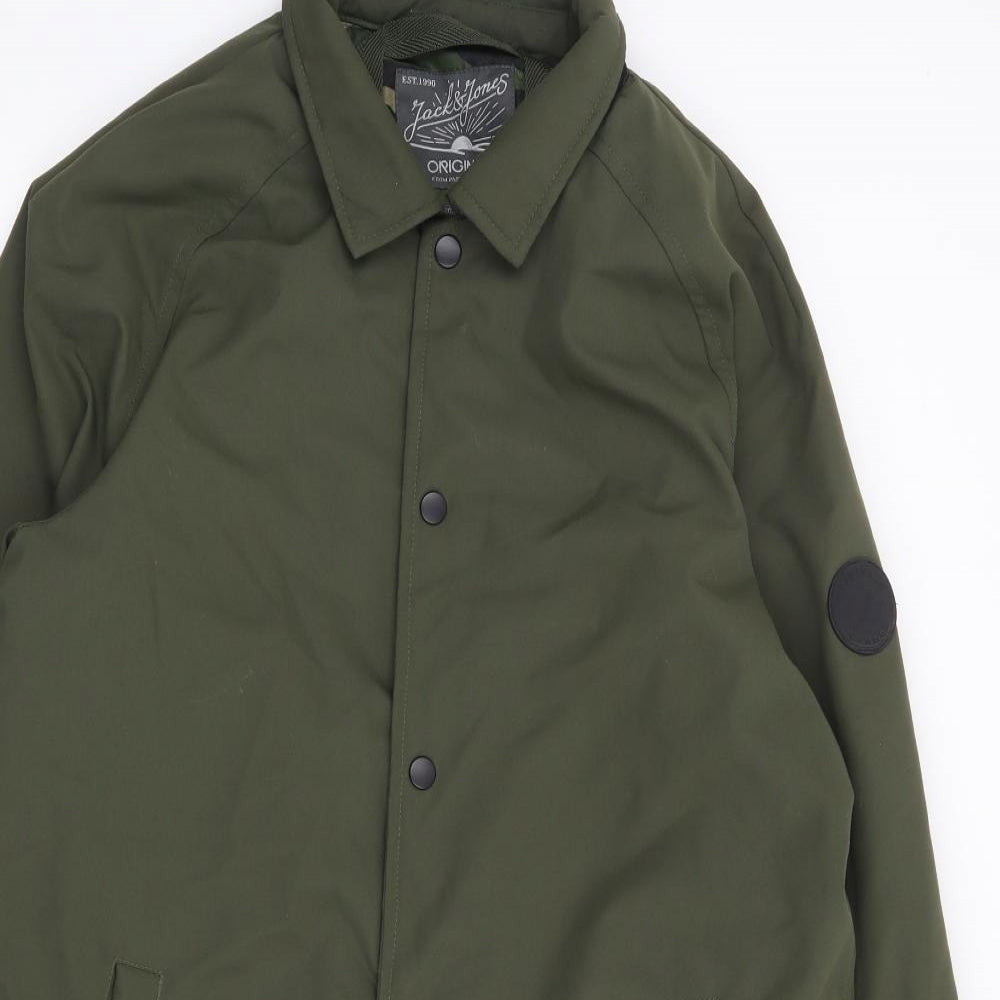 JACK & JONES Mens Green Parka Coat Size M Snap
