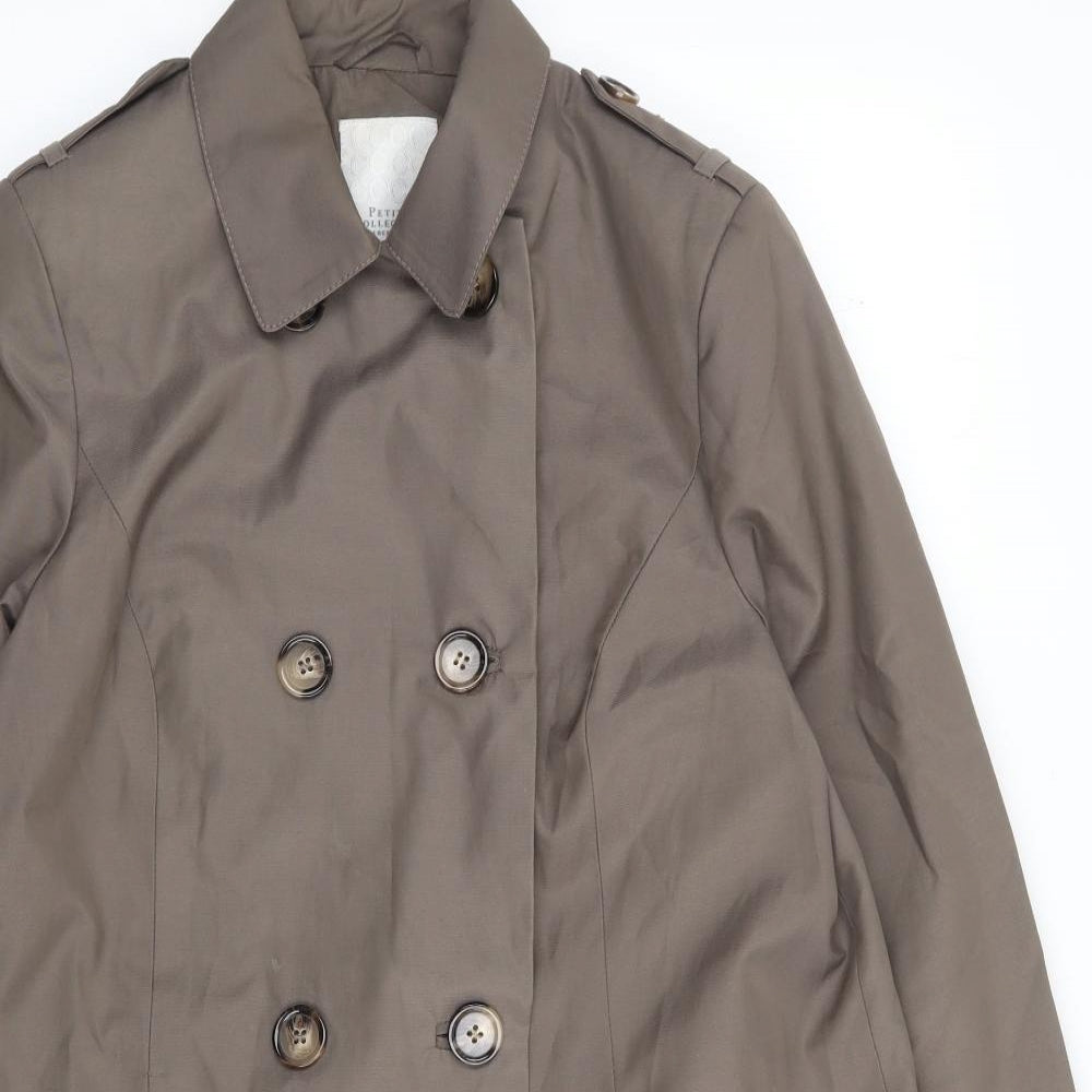 Debenhams Womens Brown Trench Coat Coat Size 14 Button
