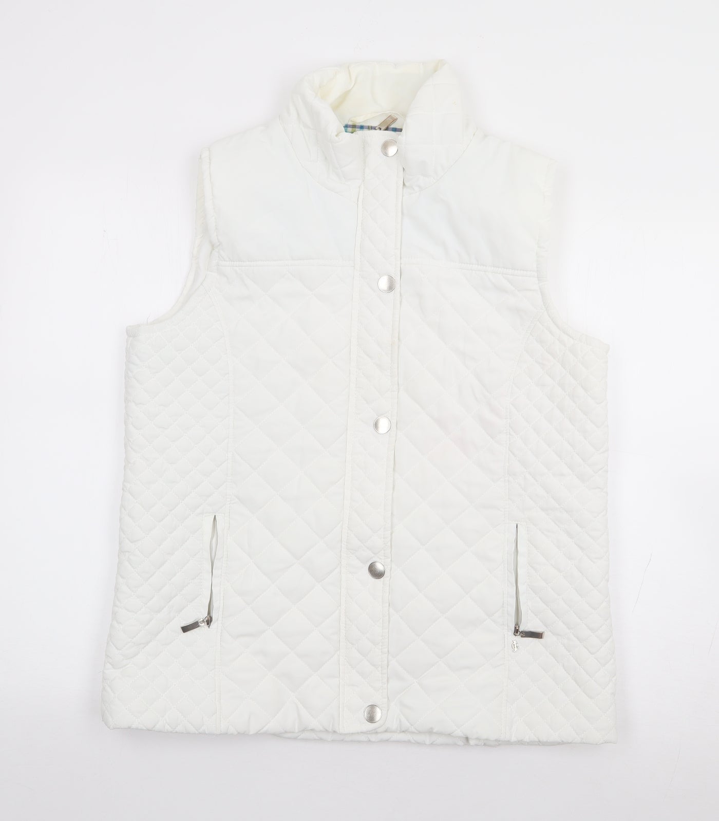 Jessica Graf Womens Ivory Gilet Coat Size L Zip