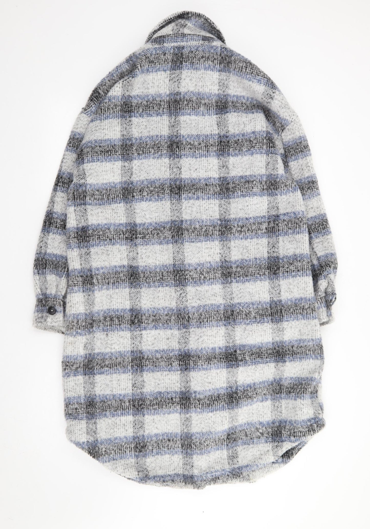 New Look Womens Blue Plaid Jacket Coat Size 12 Button - Shacket