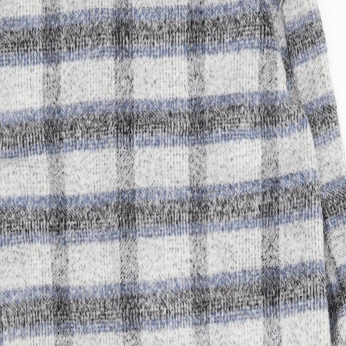 New Look Womens Blue Plaid Jacket Coat Size 12 Button - Shacket