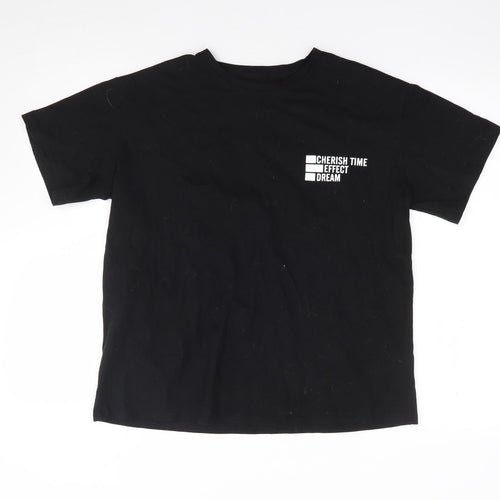 Dazy Womens Black 100% Cotton Jersey T-Shirt Size S Crew Neck