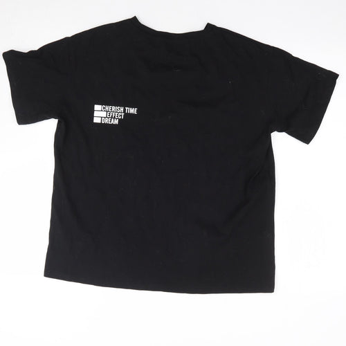 Dazy Womens Black 100% Cotton Jersey T-Shirt Size S Crew Neck