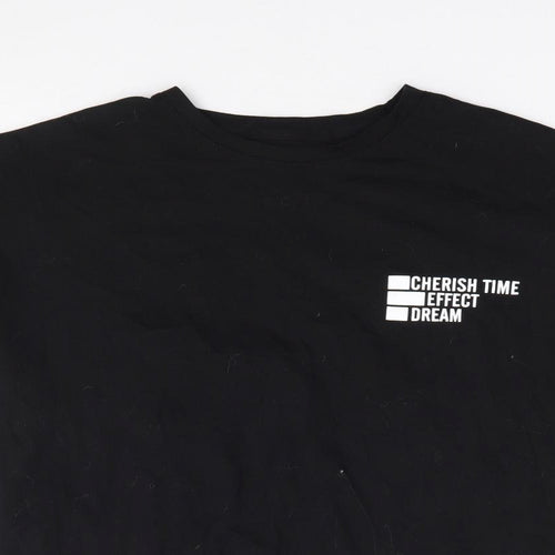 Dazy Womens Black 100% Cotton Jersey T-Shirt Size S Crew Neck