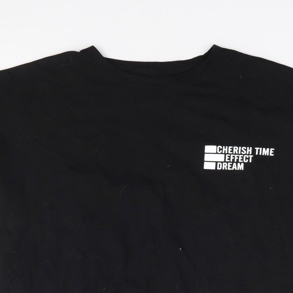 Dazy Womens Black 100% Cotton Jersey T-Shirt Size S Crew Neck