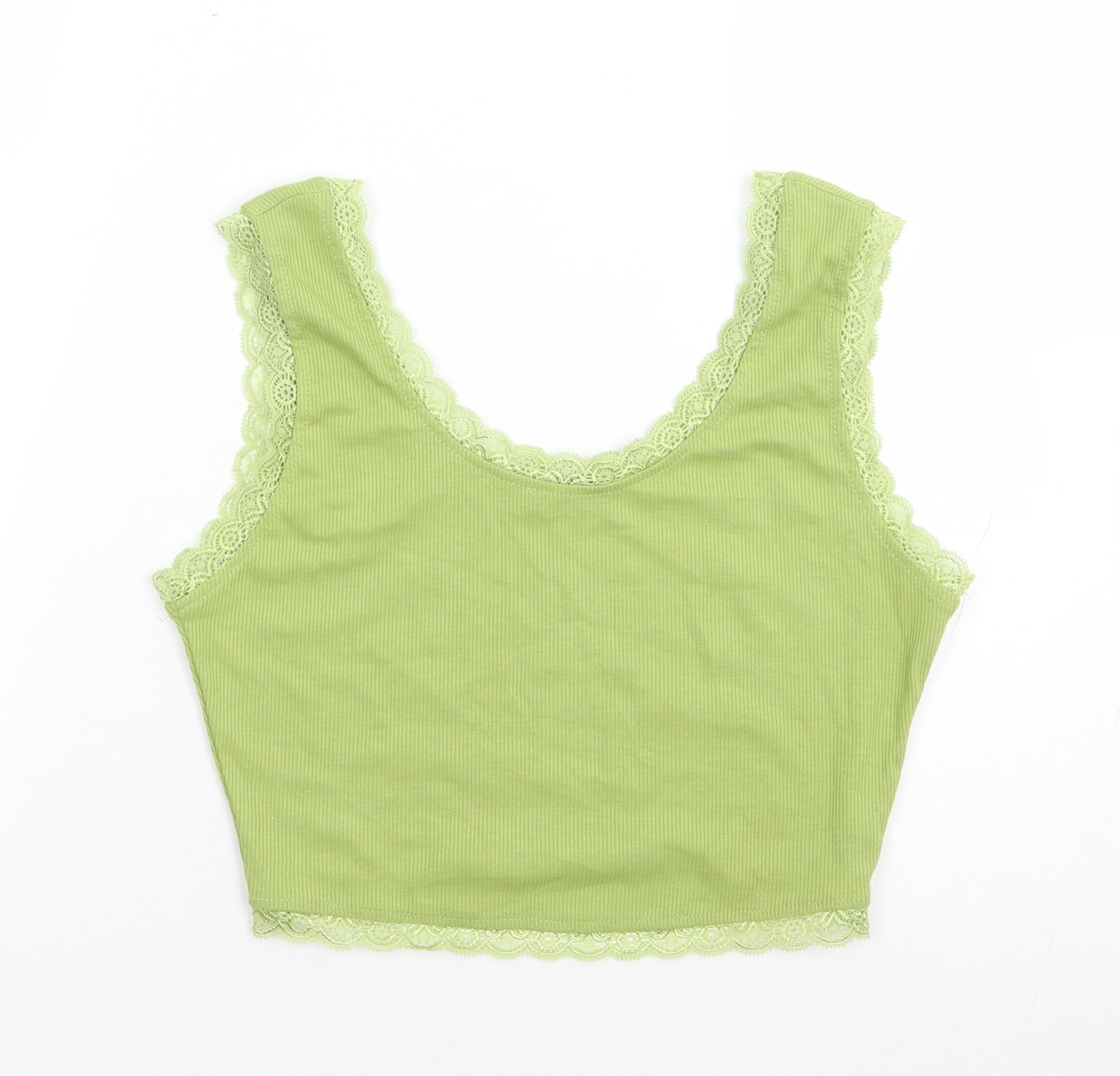 SheIn Womens Green Polyester Cropped Tank Size S Round Neck