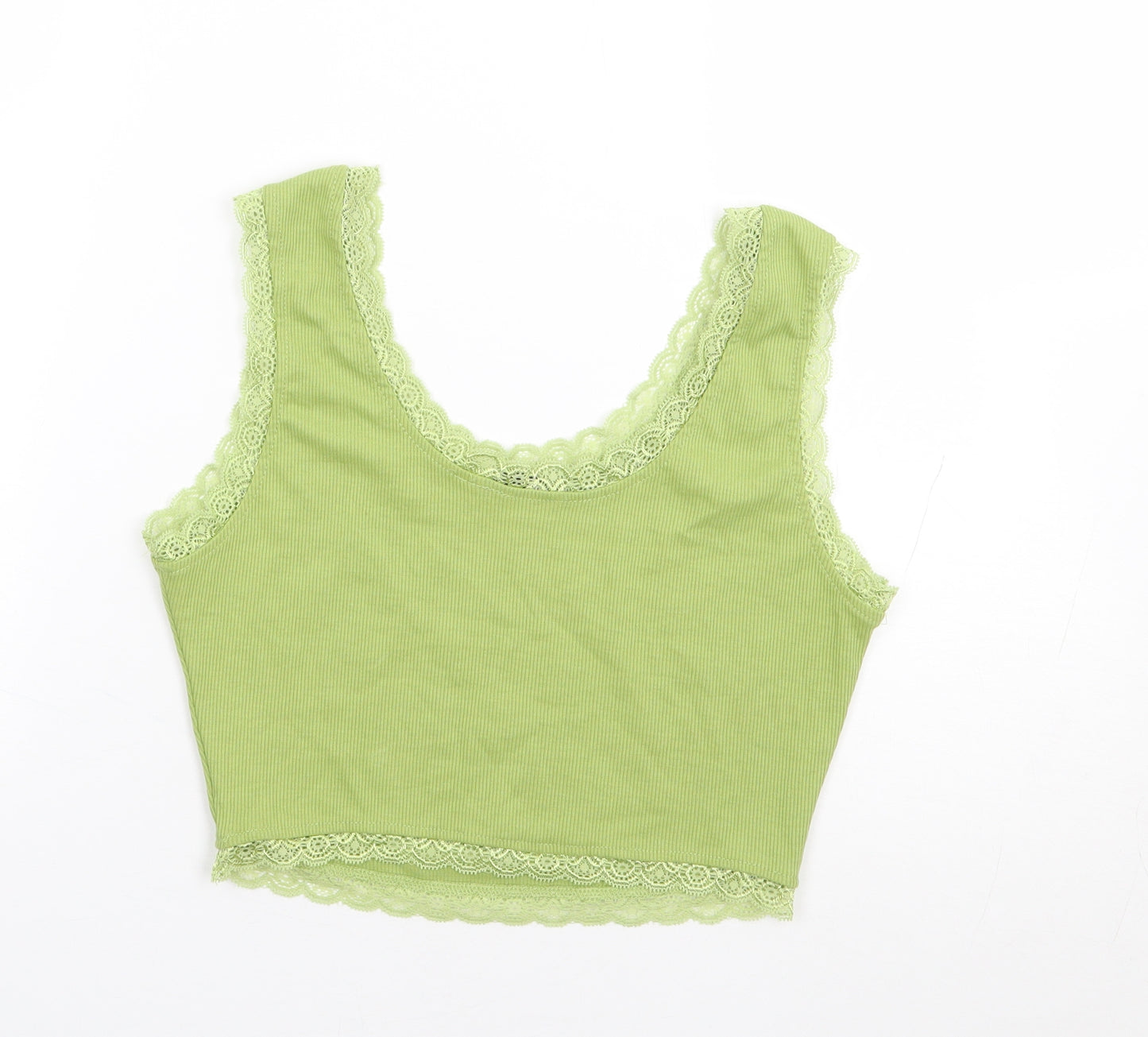 SheIn Womens Green Polyester Cropped Tank Size S Round Neck