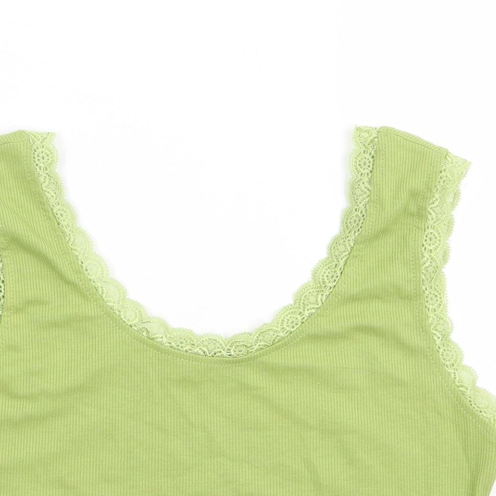 SheIn Womens Green Polyester Cropped Tank Size S Round Neck