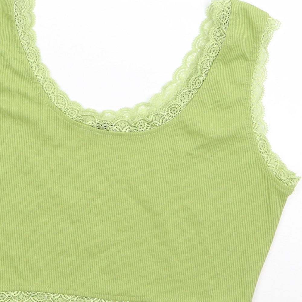 SheIn Womens Green Polyester Cropped Tank Size S Round Neck