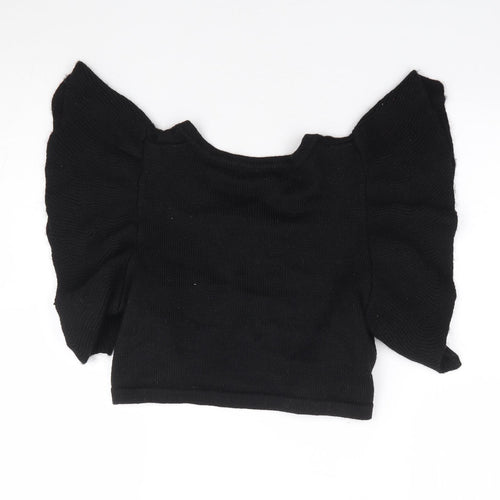 Vila Clothes Womens Black Round Neck Acrylic Shrug Jumper Size M