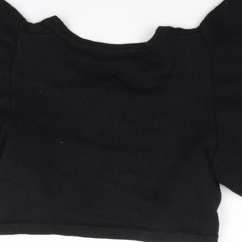 Vila Clothes Womens Black Round Neck Acrylic Shrug Jumper Size M