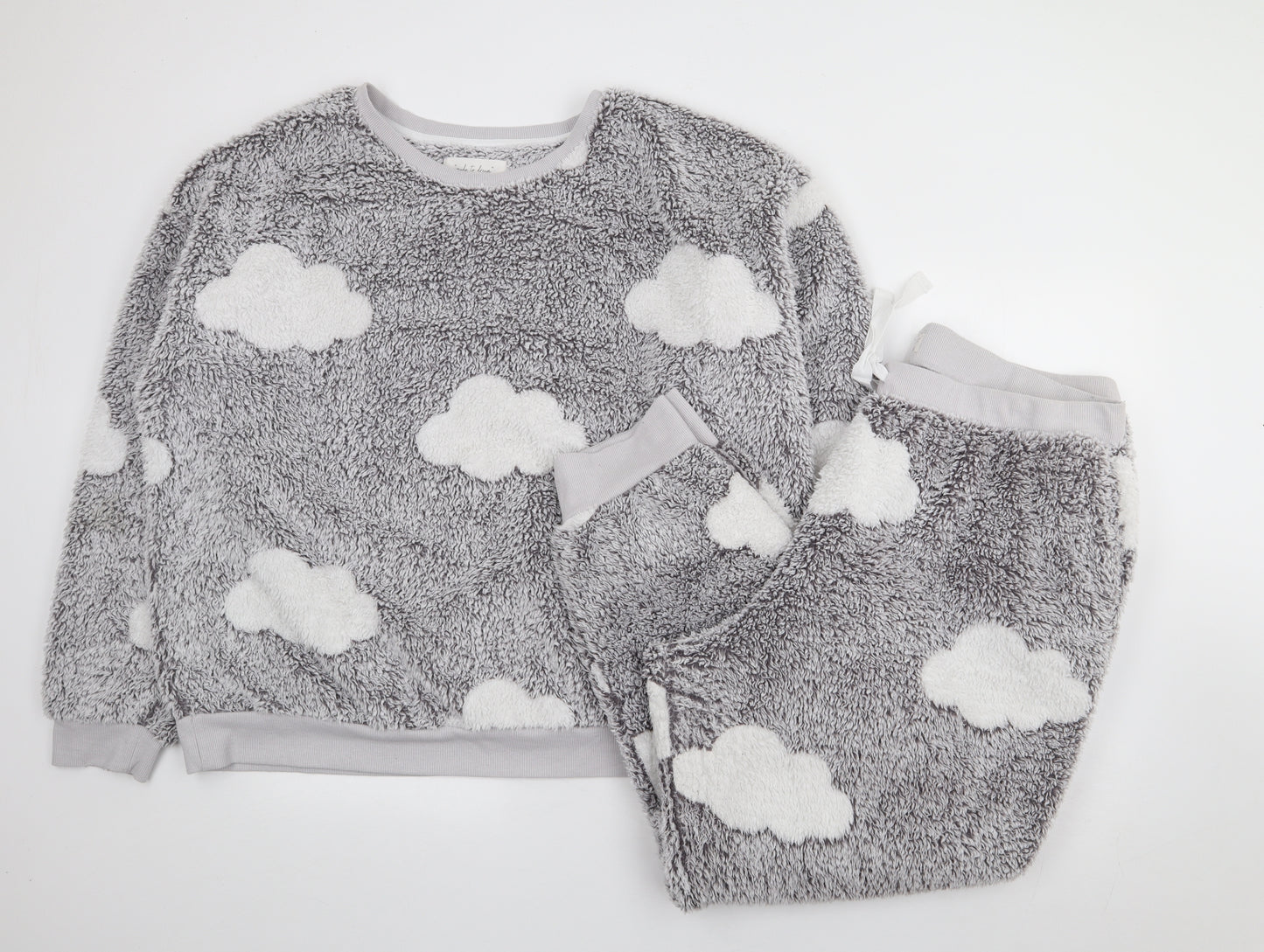 F&F Womens Grey Geometric Polyester Top Lounge Set Size XL - Fluffy